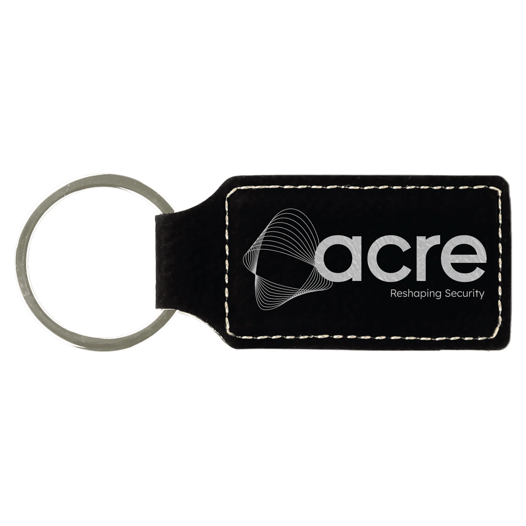 Black/Silver Leatherette Rectangle Keychain