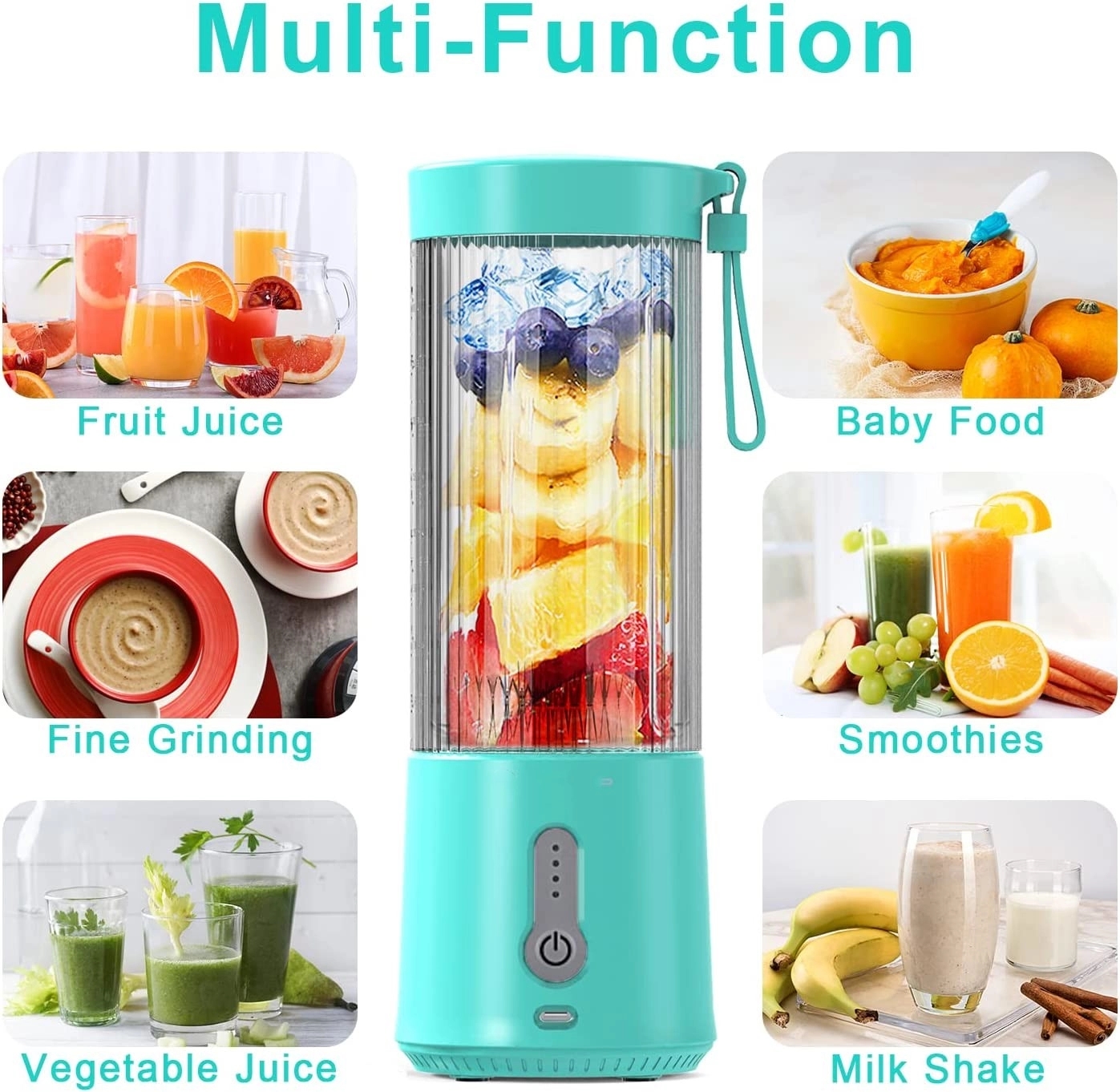 Portable Blender Mini Juicer With 6 Powerful Blades 2