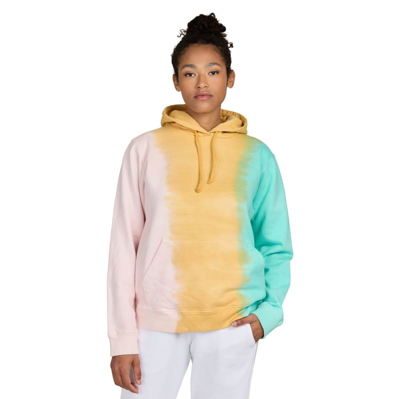US Blanks Unisex Made In USA Rainbow Tie-Dye Hooded Sweatshirt 1
