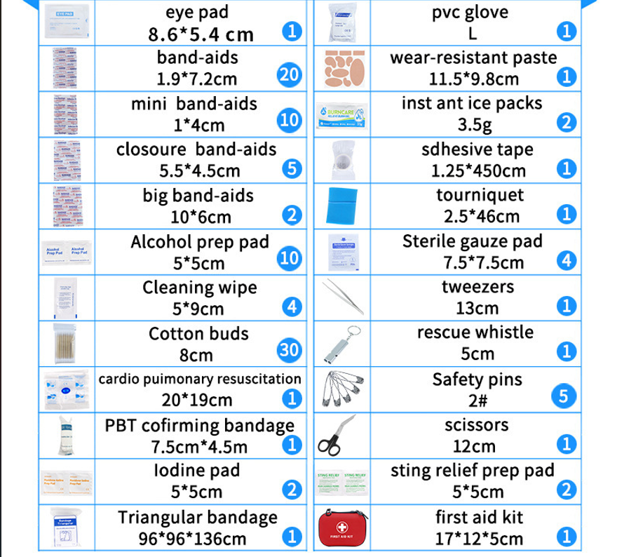 98 Pieces Portable Waterproof Eva First Aid Kit 2