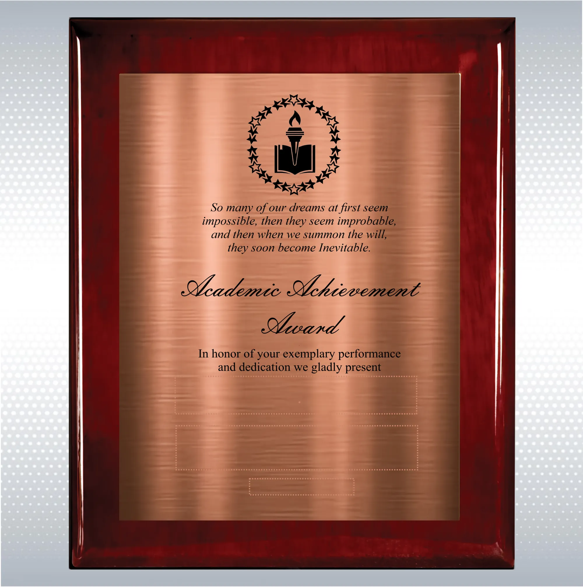 Rosewood Piano Finish Wood Plaque Academic Achievement 7