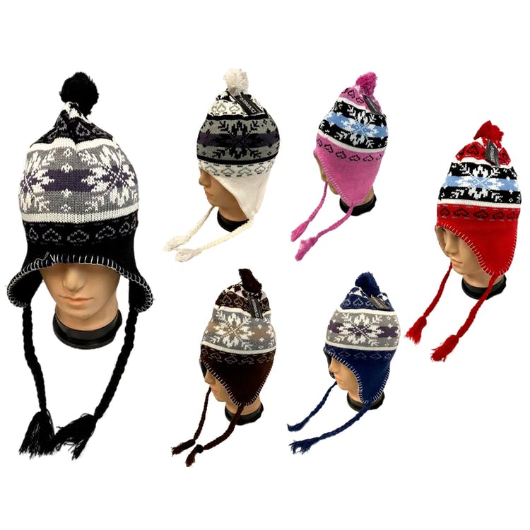 Snowflake Knit Winter Hats - Assorted 2