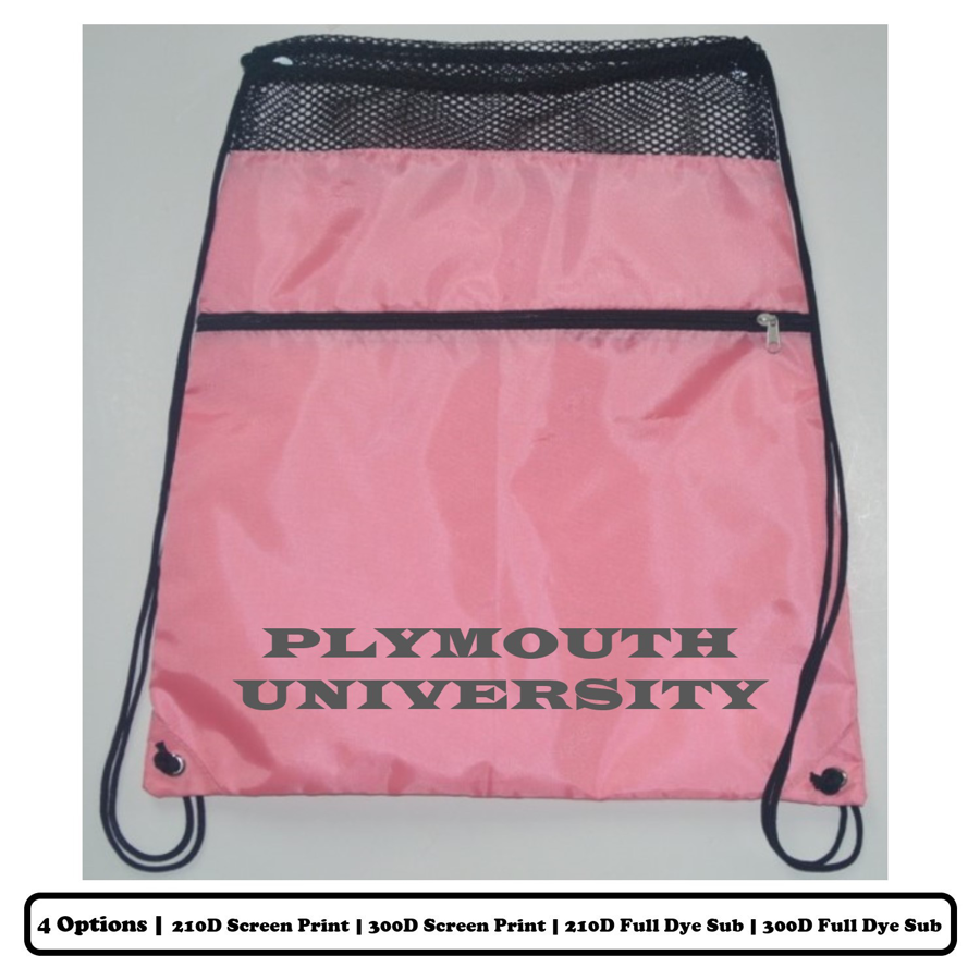 Sublimation Mesh-Top Polyester Drawstring Bag w/