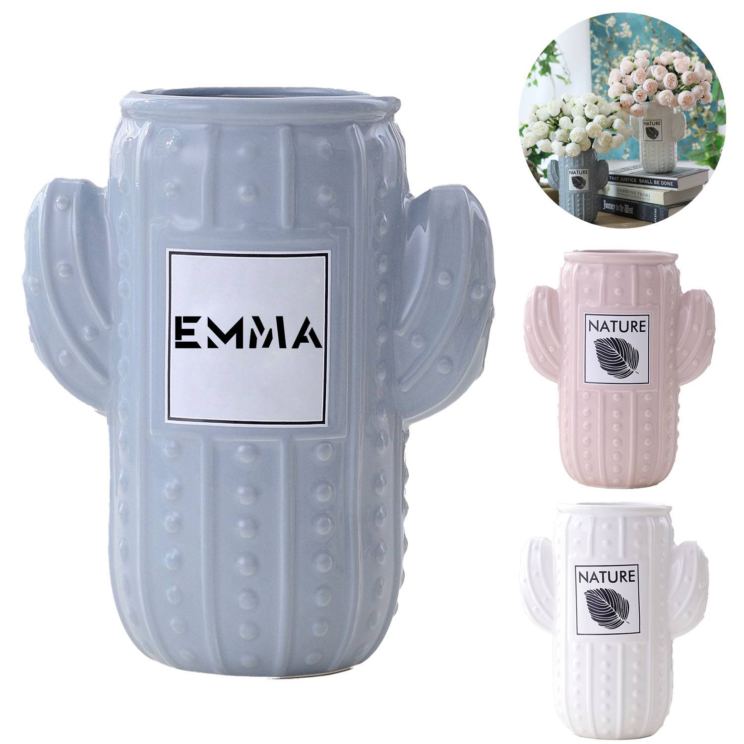 Cactus Shape Ceramic Vase for Flower Arrangement Home 11