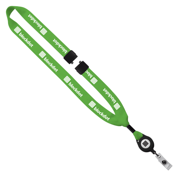 3/4" Cotton Lanyard with Metal Crimp & Retractable Badge Reel 45