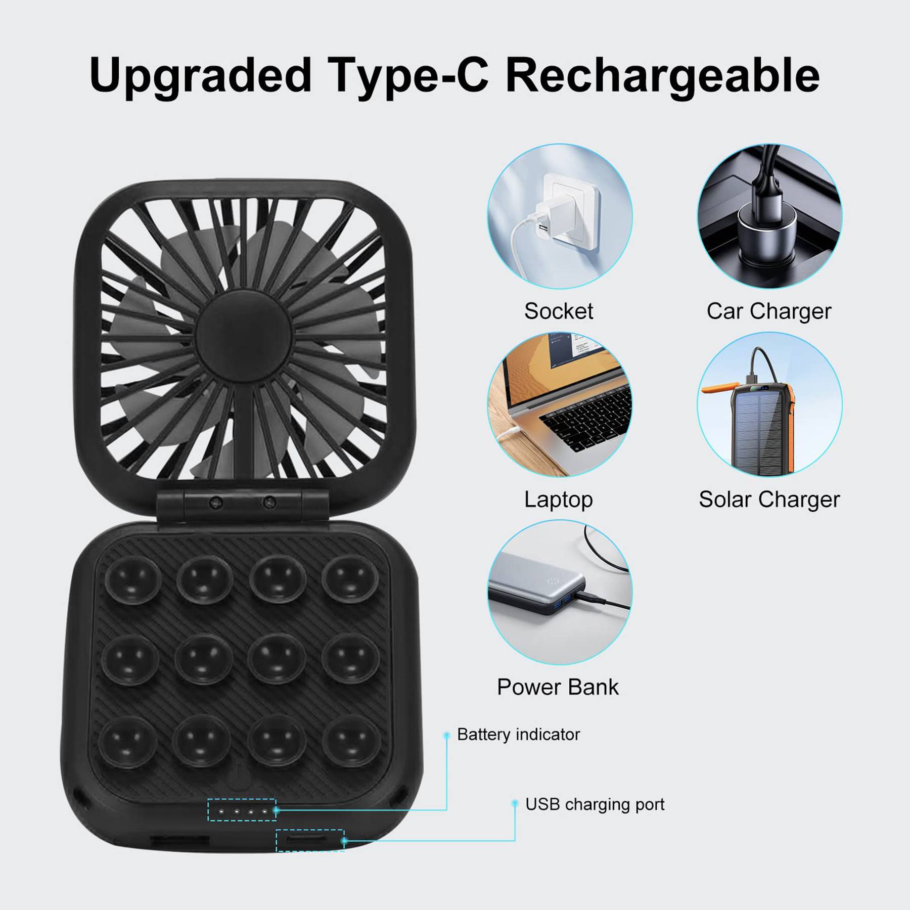 Charging Phone Stand Hanging Neck Holding Mini Desktop Fan 4