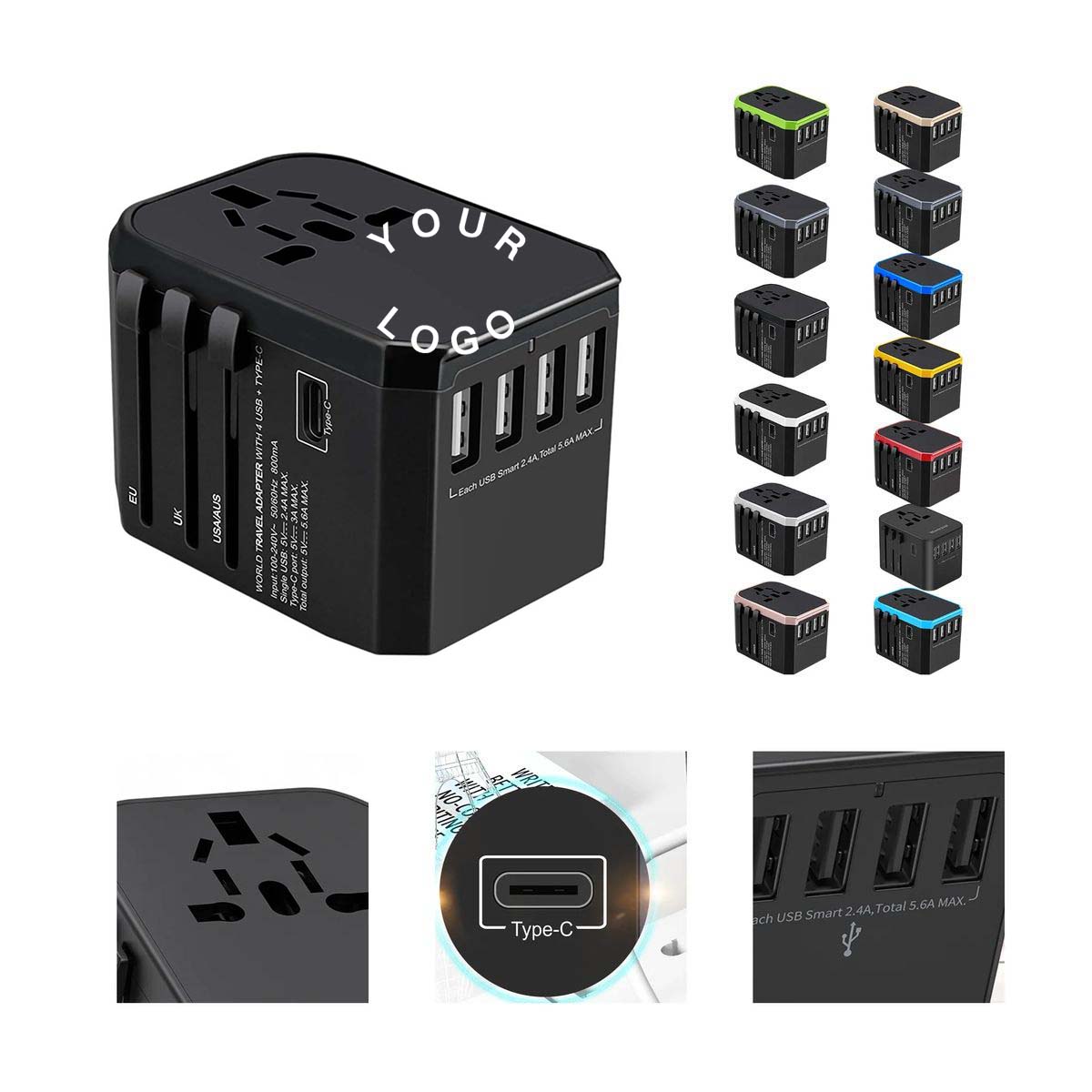 Multi Device Charger with USB Type C and 8 Outlets 1
