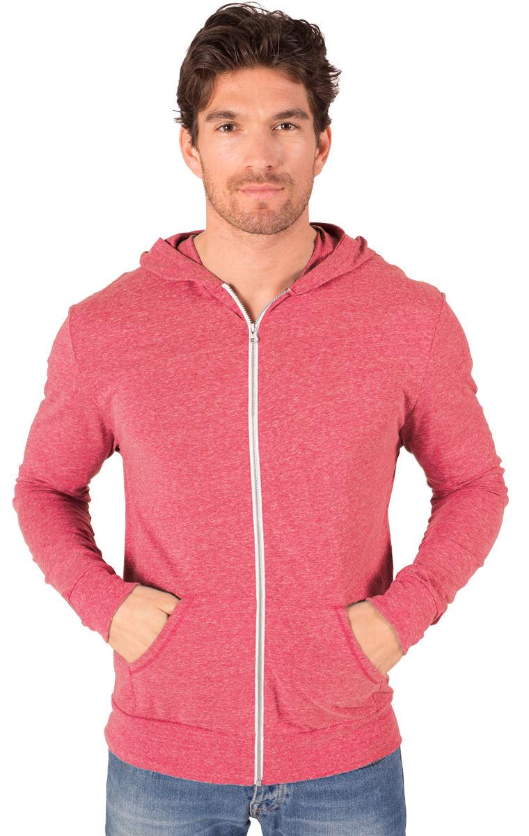 Adult Triblend Contrast Zip Front Hoodie 14
