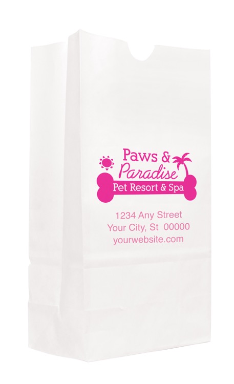 One Color 1-Sided SOS White Paper Bags (6" x 11.0625" x 3.625")