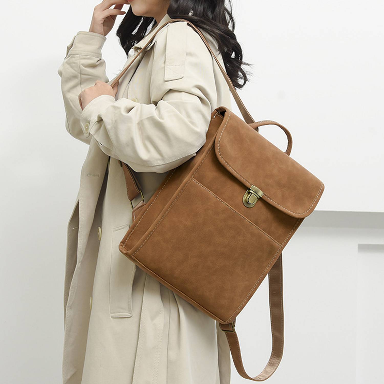 PU large-capacity simple casual backpack 4