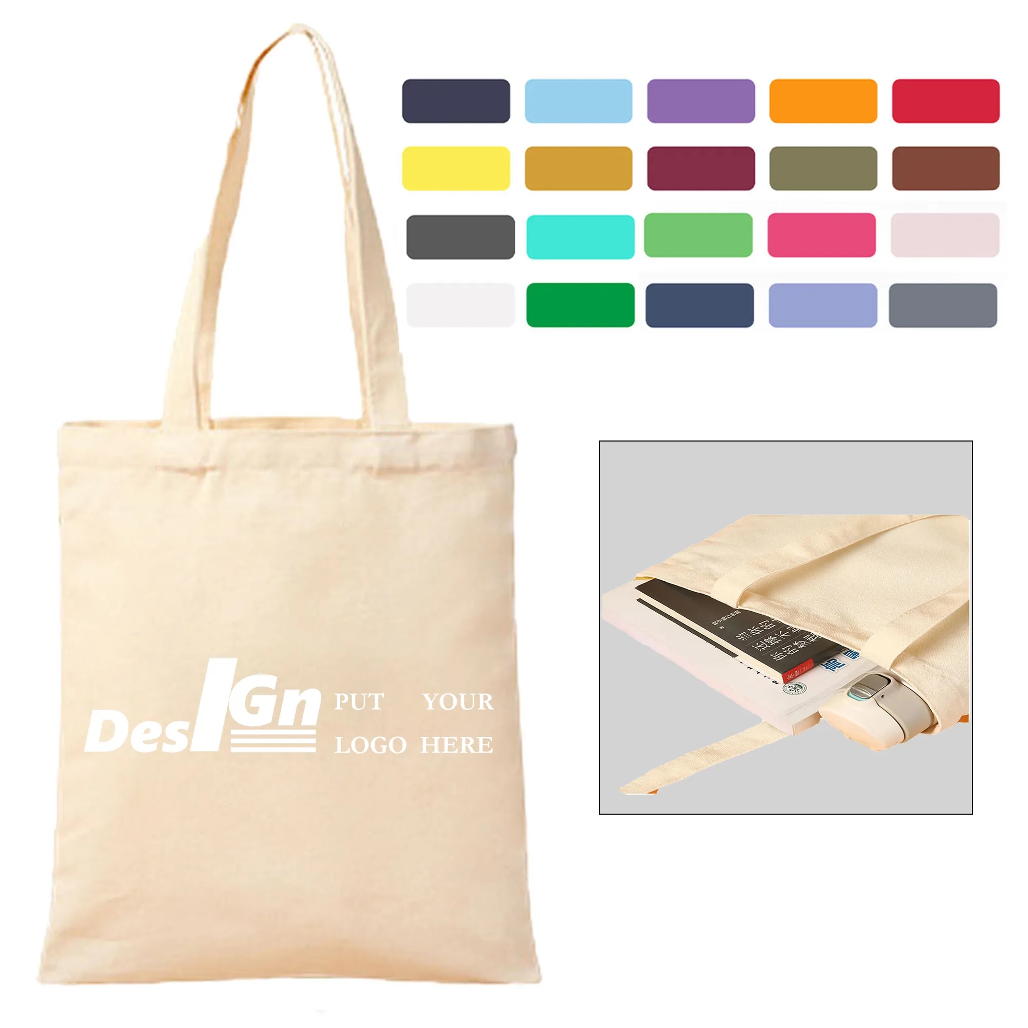 Classic Shopping Canvas Tote Bag 16"L x 14"W 4
