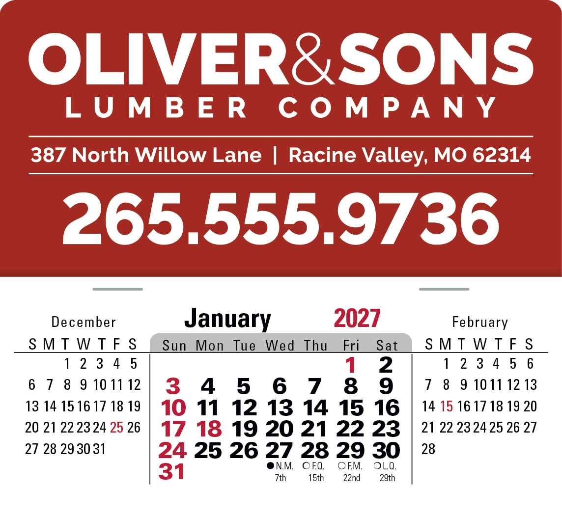 Triumph® Calendars Press-N-Stick XL Header with 3-Month Horizontal Calendar 7