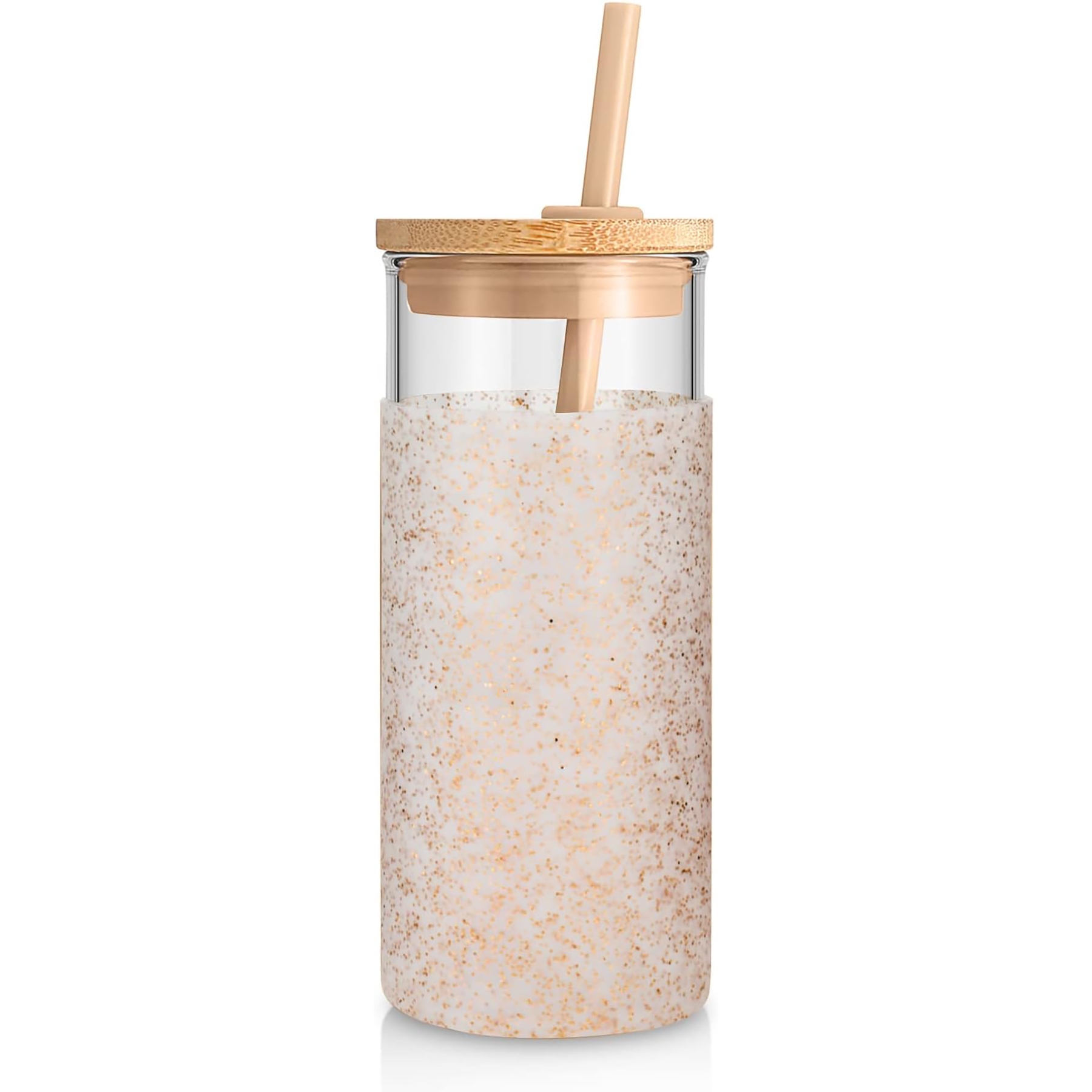 20 Oz Glass with Bamboo Lid and Straw 3