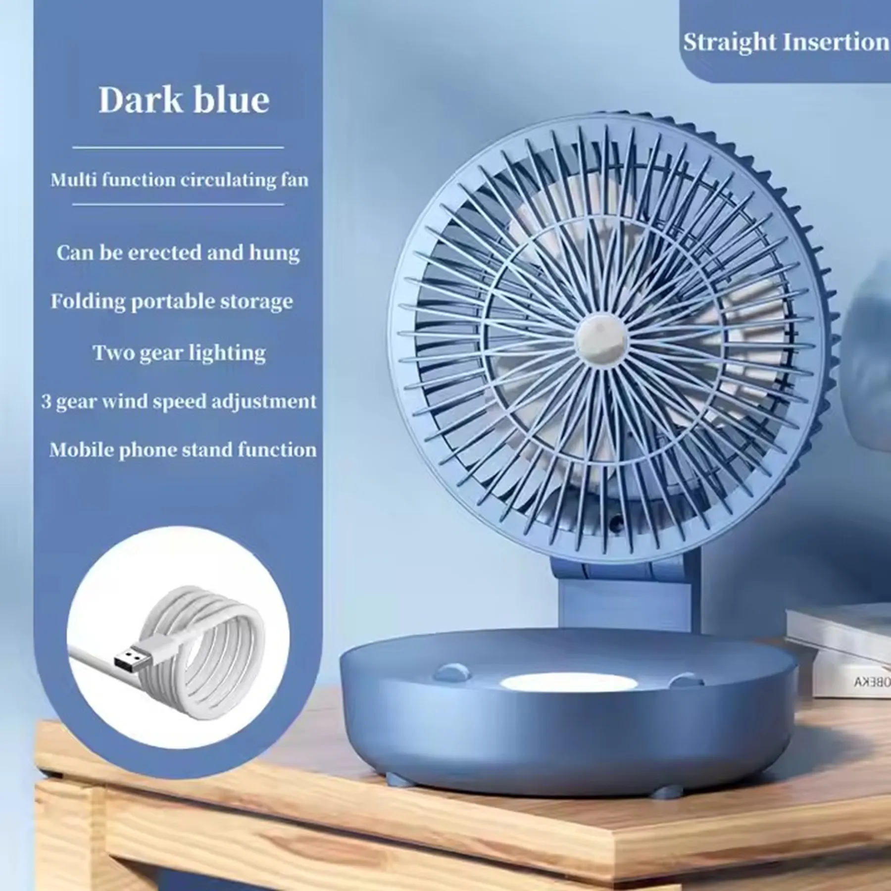1200 mAh Rechargeable Foldable Multifunctional Floor Fan 6