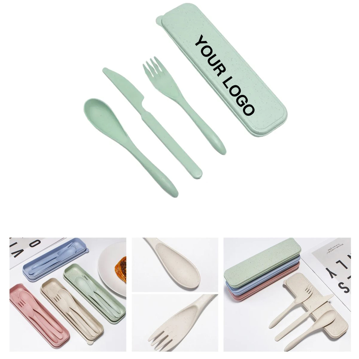 Reusable Wheat Straw Cutlery Set for Outdoor Dining 2