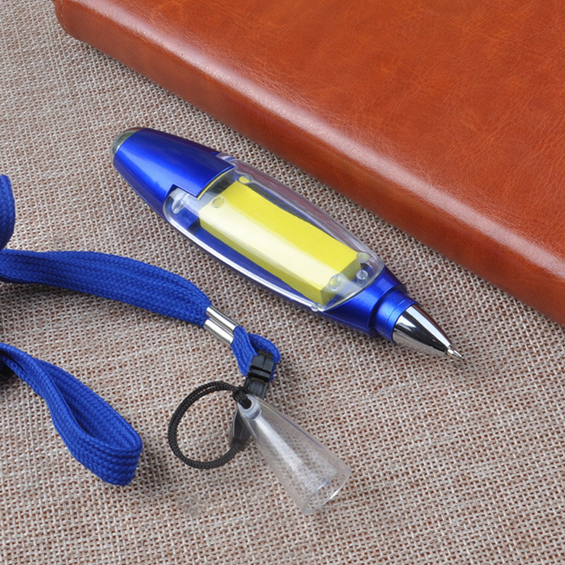 Functional Ball Point Pen with Sticky Notes/Flashlight 2