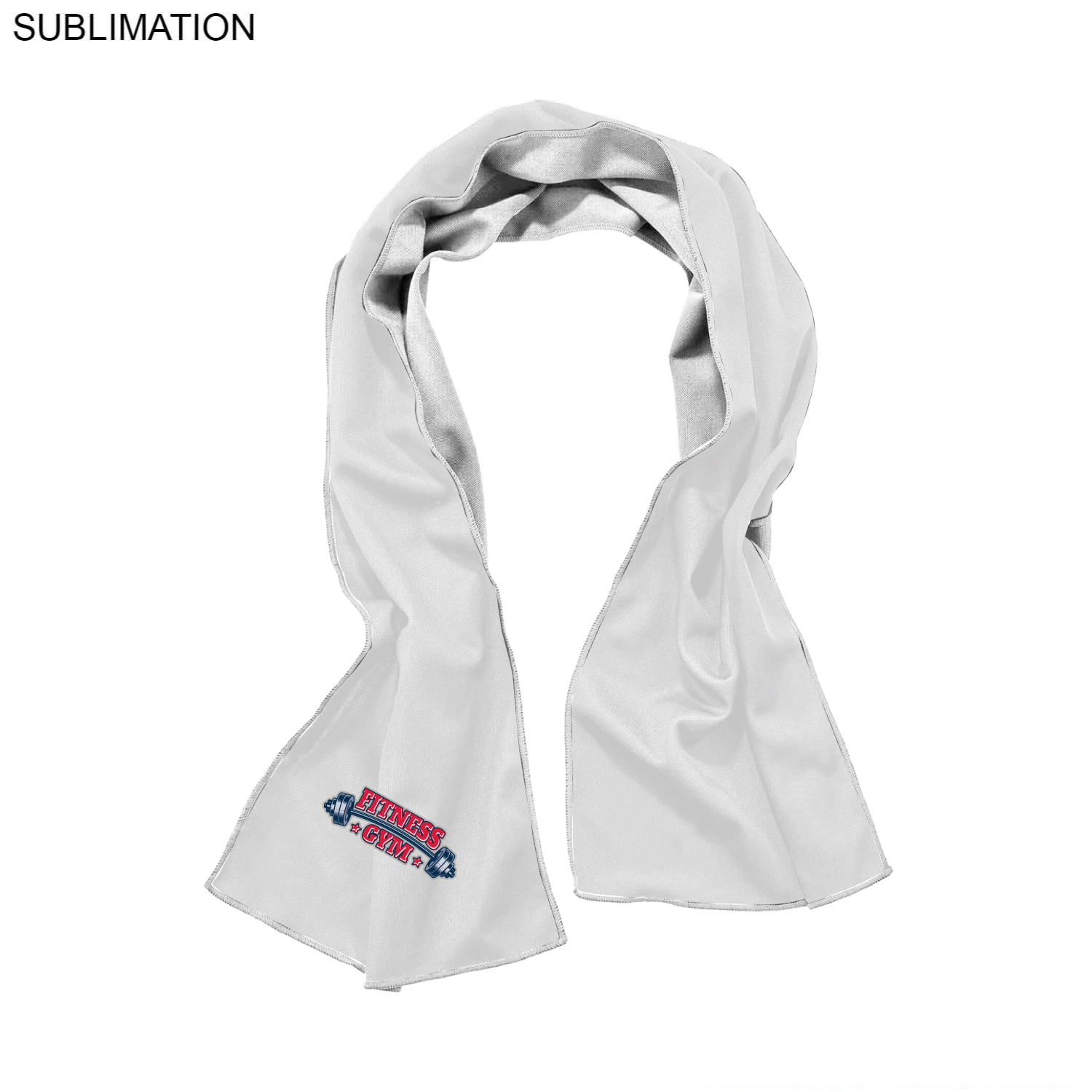 Gym, Workout, Fitness towel in White Cooling Fabric,12"x40", Sublimated one or full color. 4