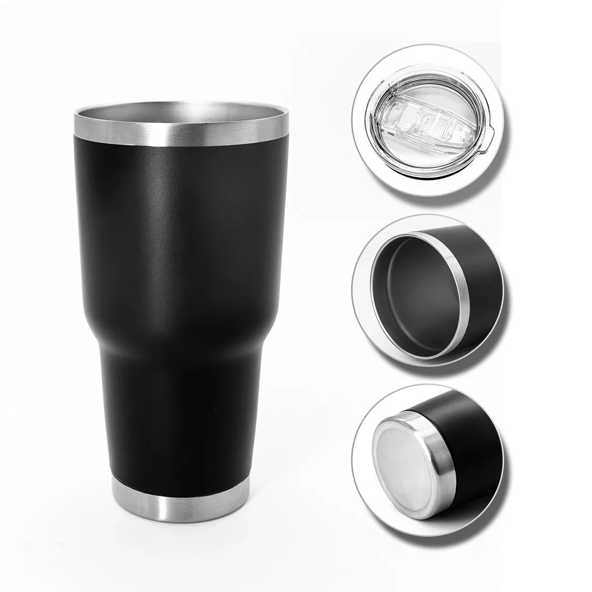 30oz Stainless Steel Ringneck Vacuum Insulated Tumbler w/Clear Lid 1