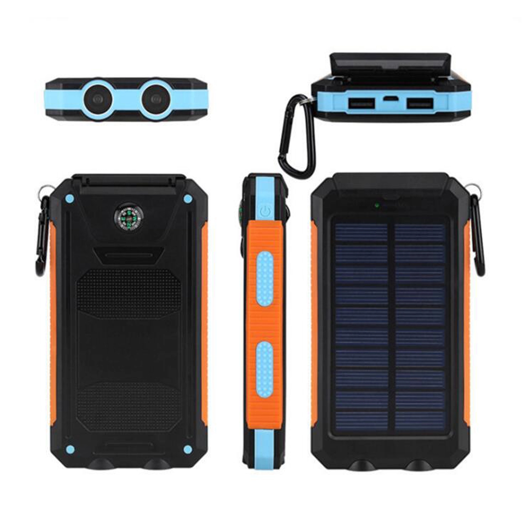 STOCK-Outdoor Solar Power Bank with LED Flashlight & Compass 2