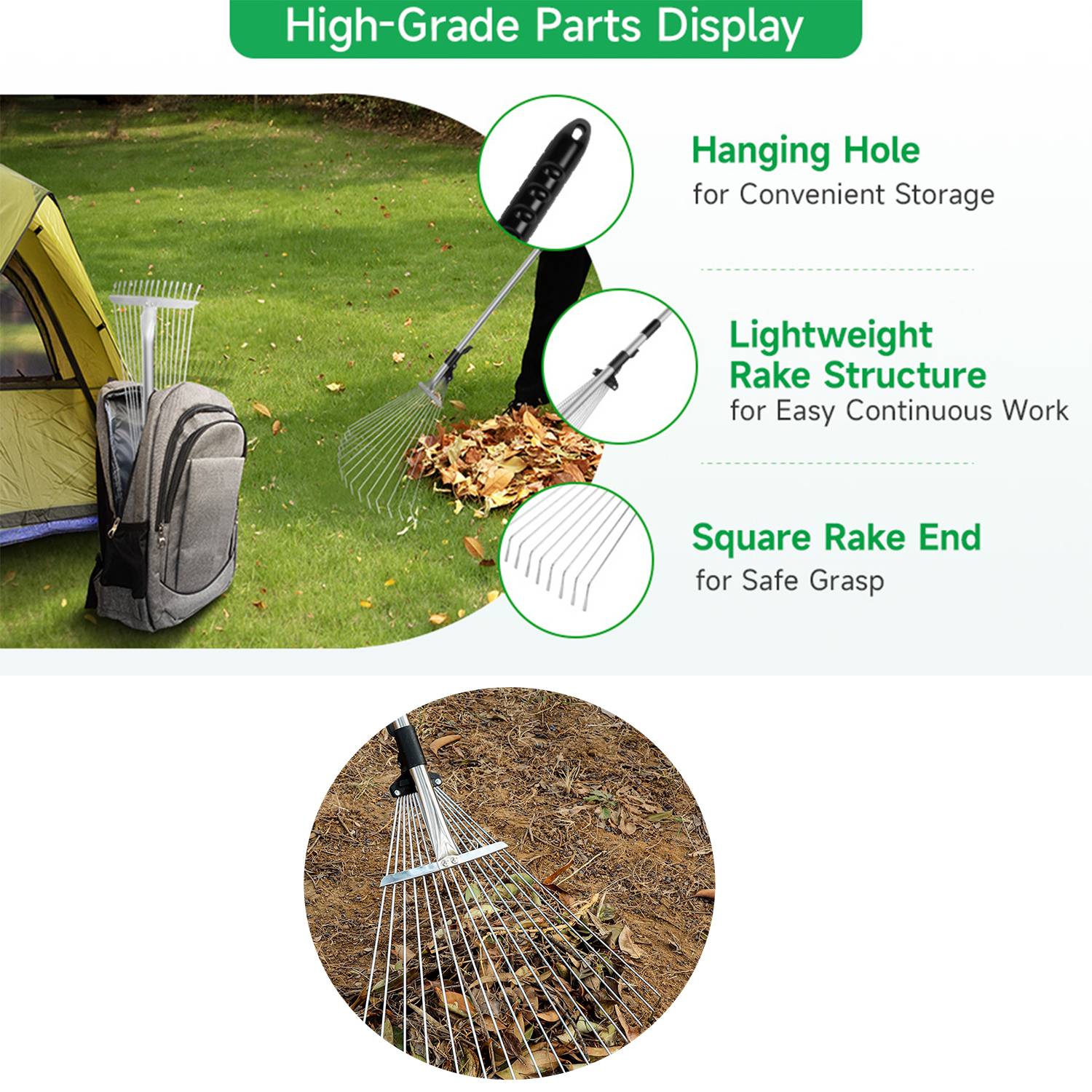 Adjustable Leaf Rake for gardening 6