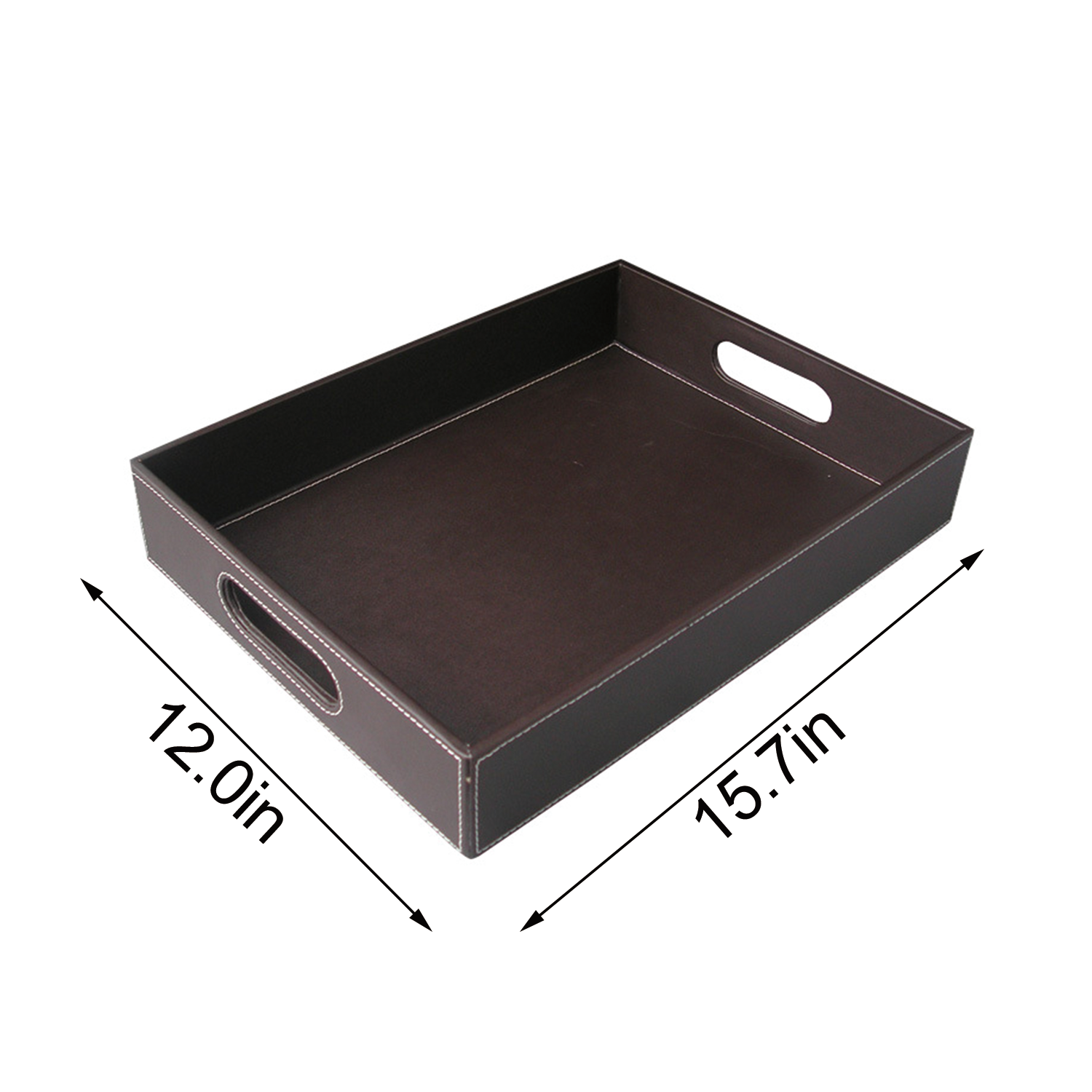 PU Leather Storage Tray w/ Handles for Household Office 7
