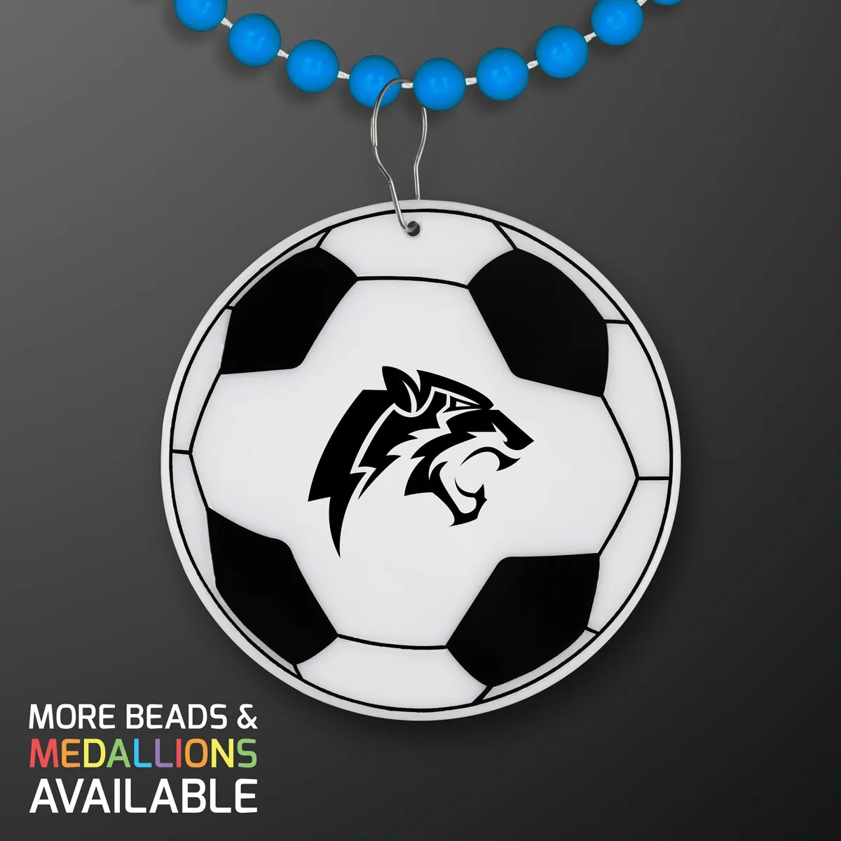 Soccer Ball Medallion with Beaded Necklace (Non Light Up) 26