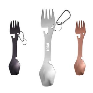 2 In 1 Dual Head Stainless Steel Fork And Square Spoon With Carabiner 9