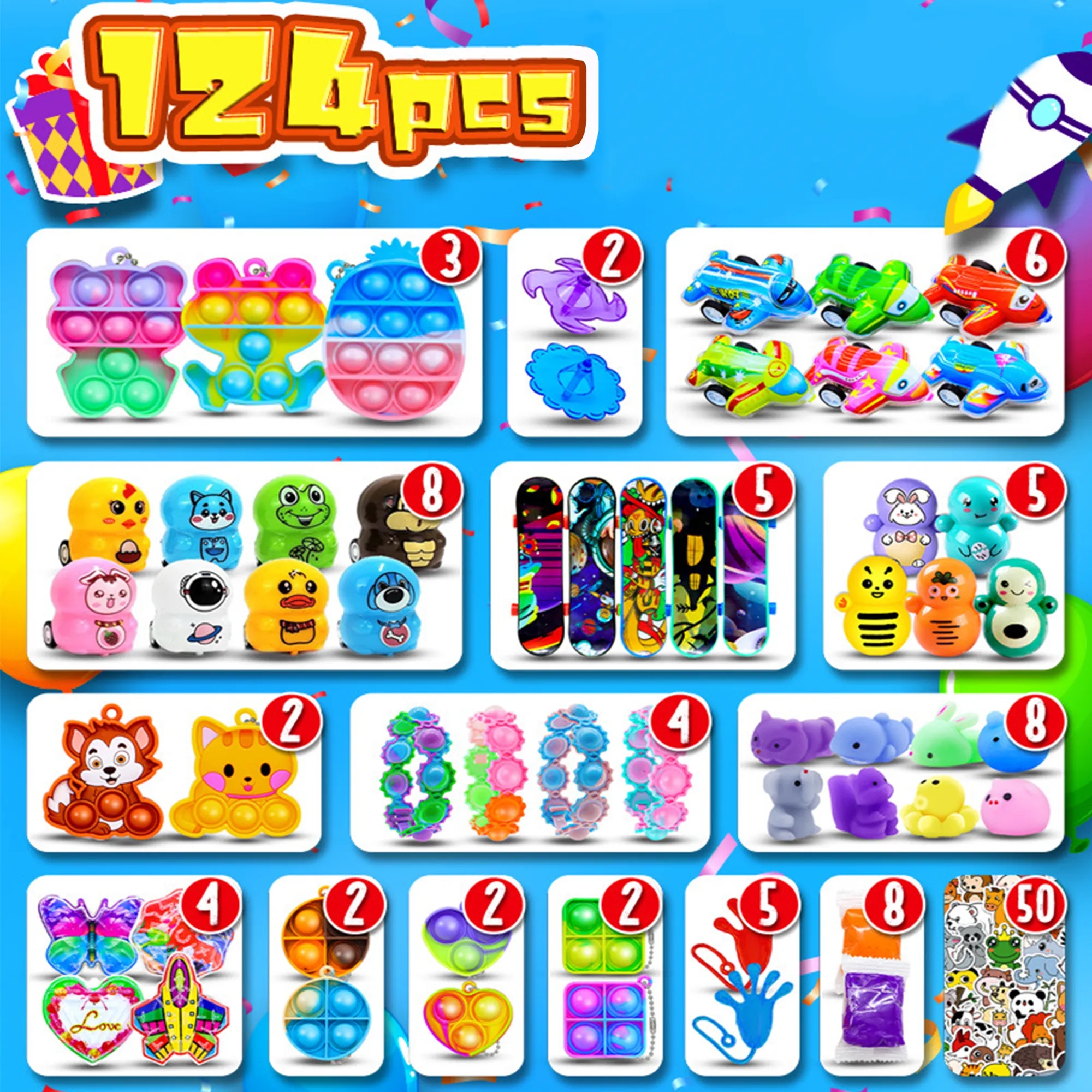 124 Piece Stress Relief Toy Set 1