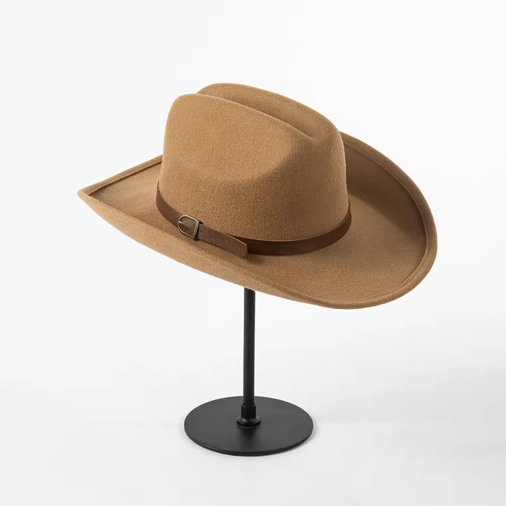 Unisex Classic Western Cowboy Men Felt Wide Brim Hats 4