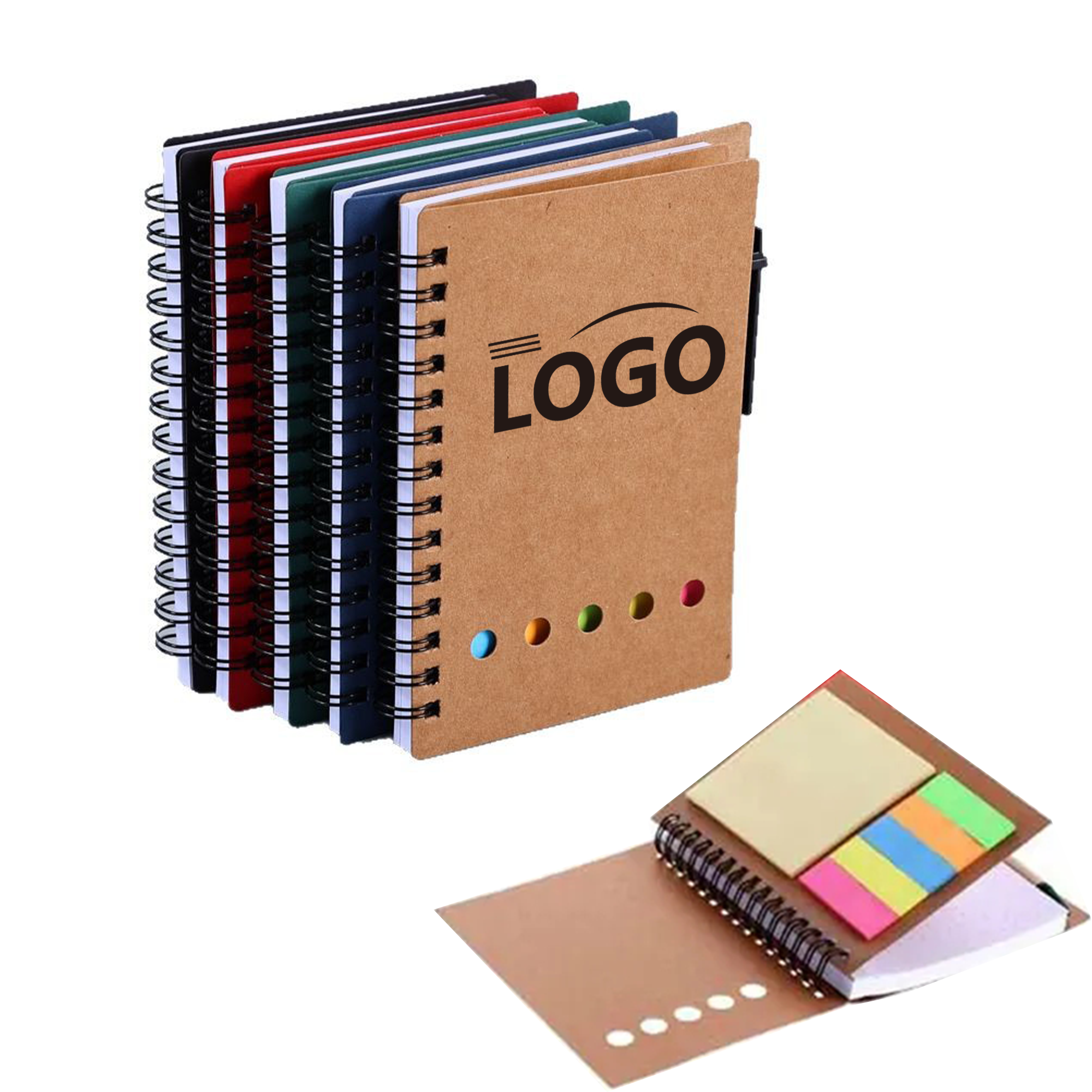 Spiral Notebook with Sticky Notes and Pen 2