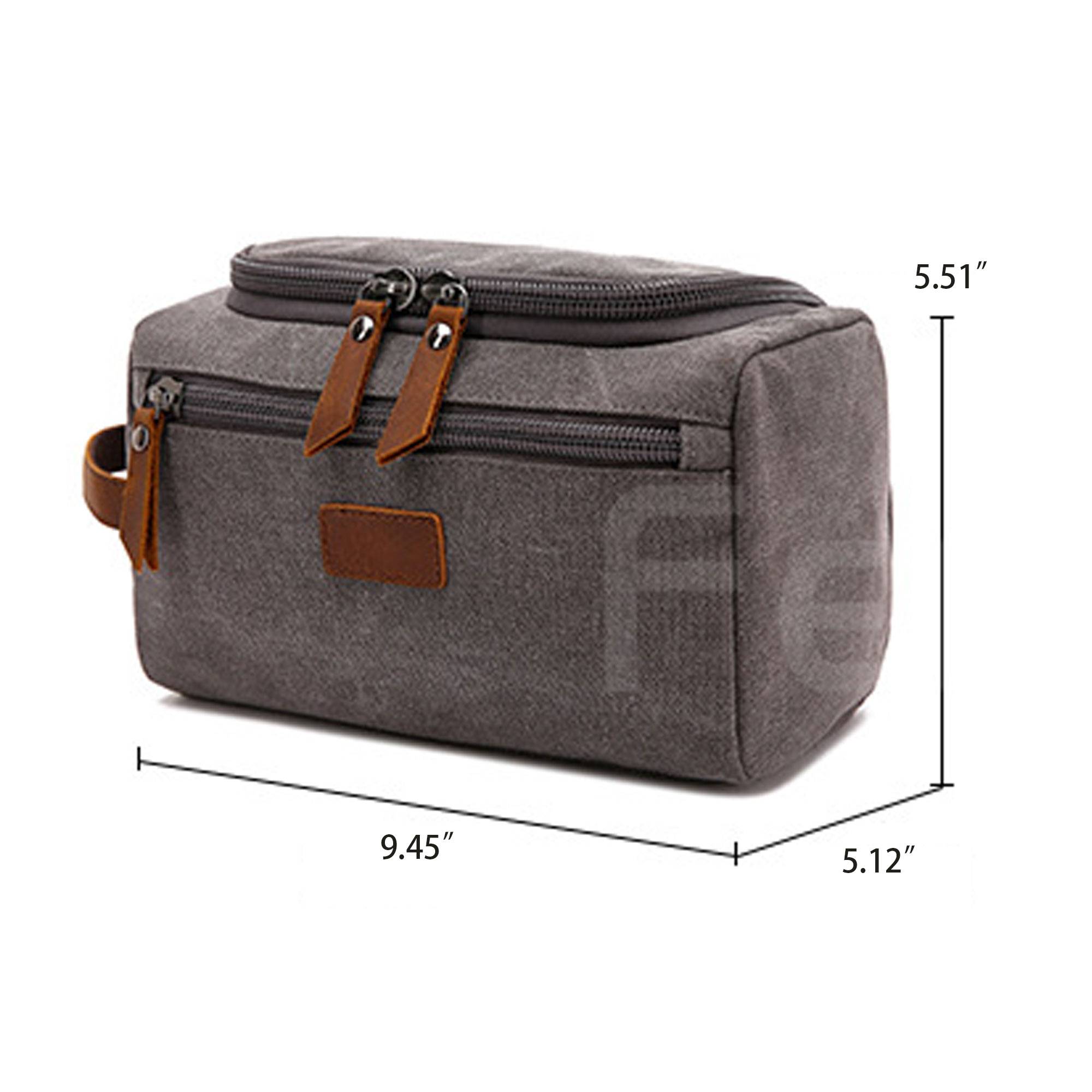 Canvas Leather Cosmetic Makeup Travel Toiletry Bag 4
