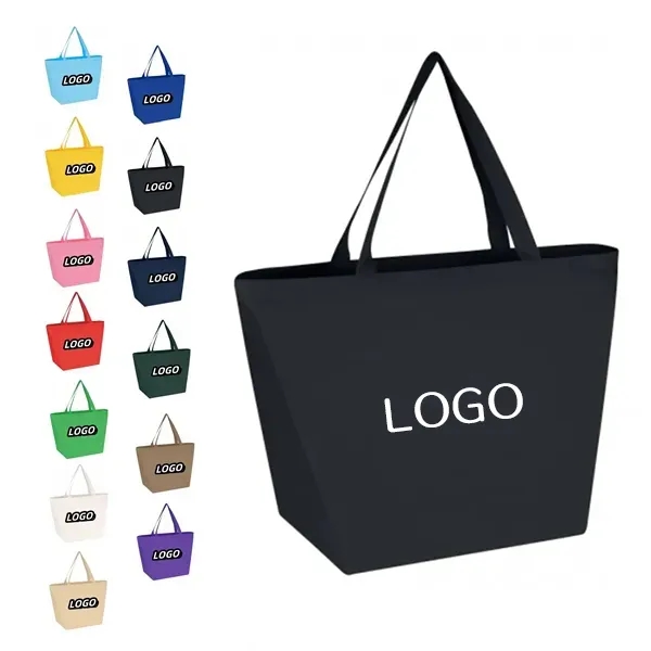 Eco-Friendly Budget Shopper Tote with Reusable Grocery Bag, custom non-woven bag with logo imprint 4