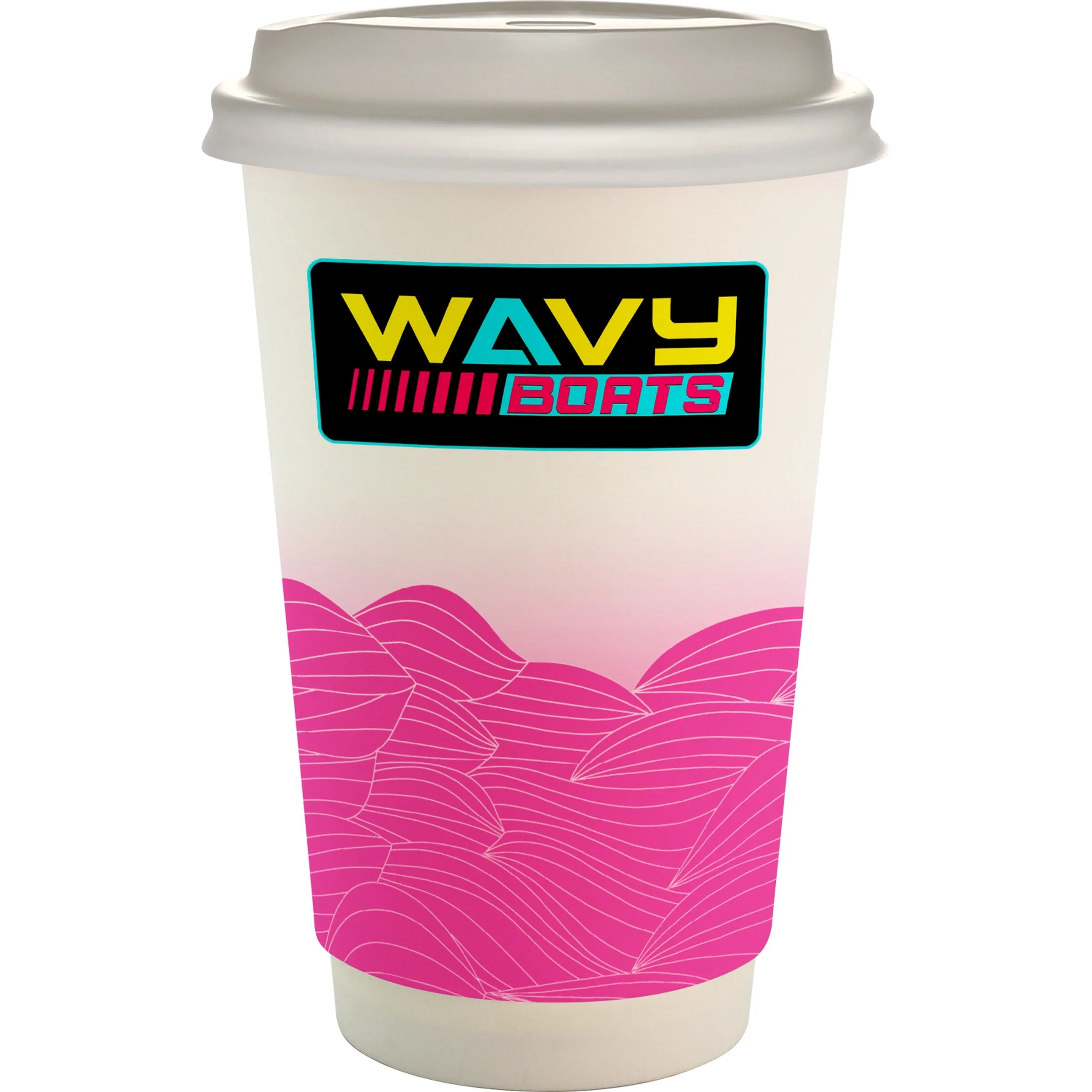 16 oz. Full Color Turbulent Waves Paper Cup With Lid 6