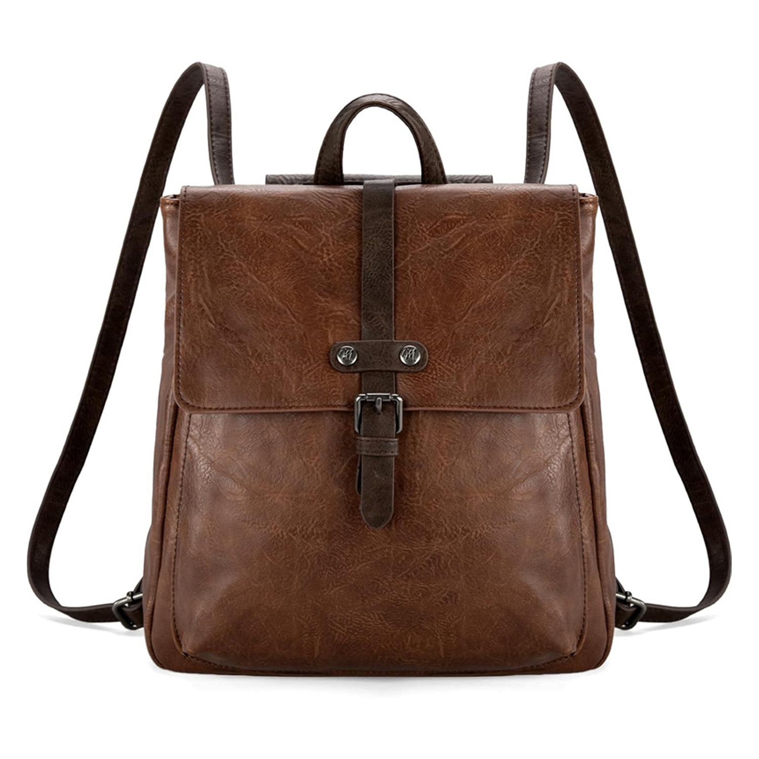 Large Capacity PU Leather Retro Backpack 8