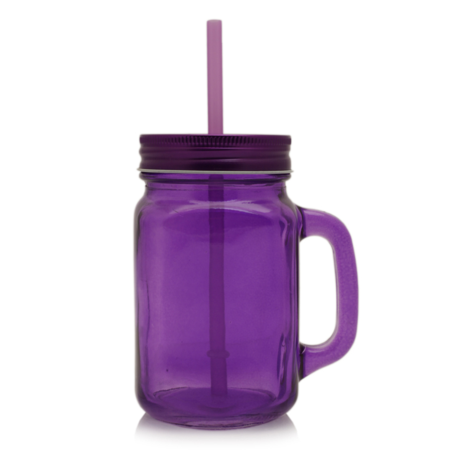 15 oz Colorful Handle Mason Jars with Straw 5