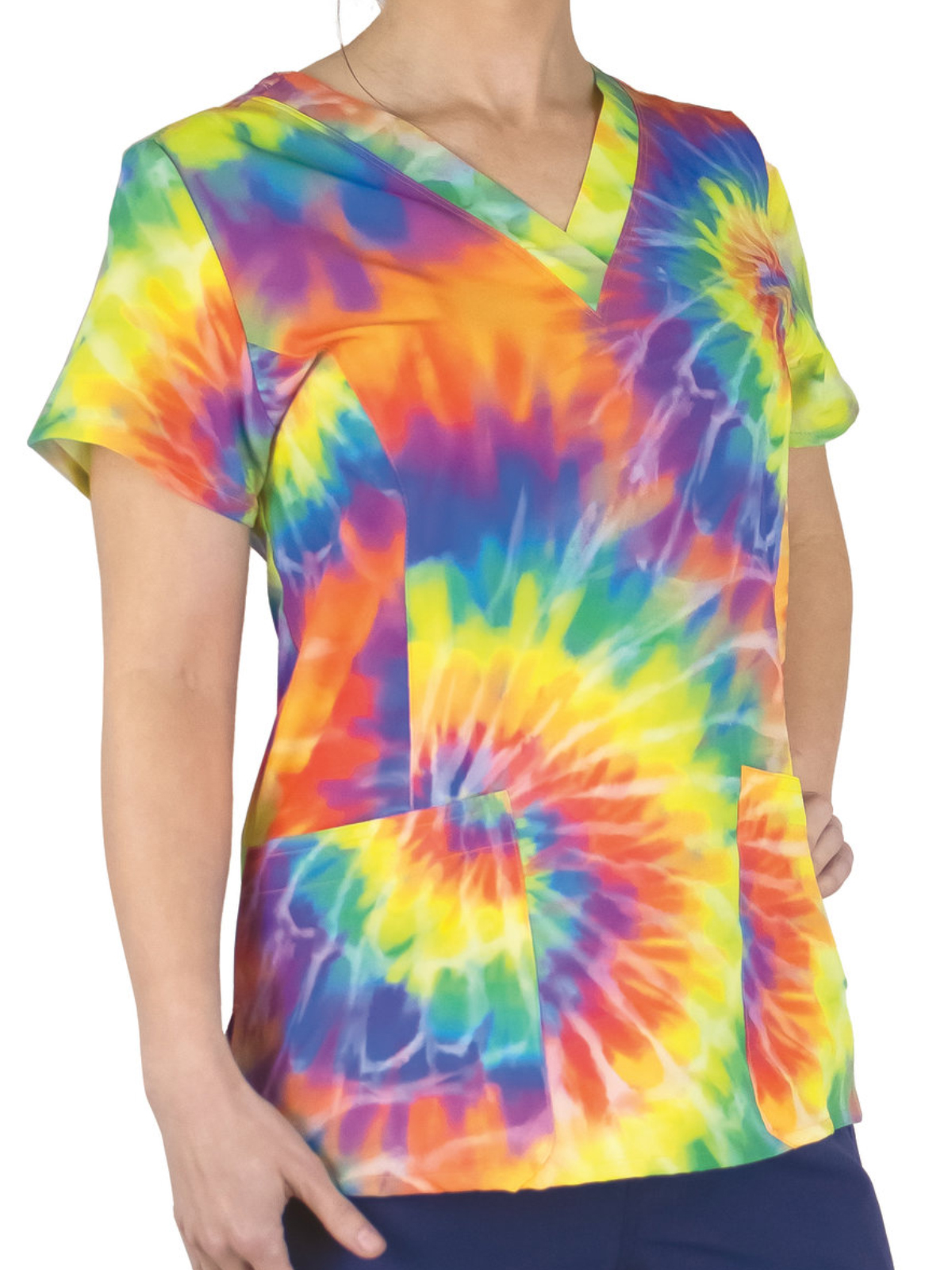 ScrubJoy - ScrubJoy Originals - Women's Two-Pocket V-Neck Print Top 1