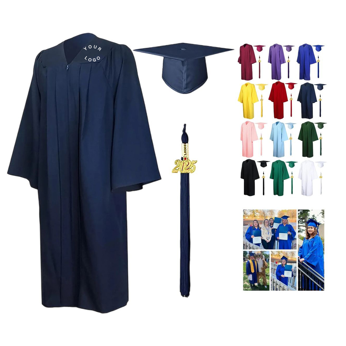 Durable Polyester Graduation Outfit with Tassel Included 4