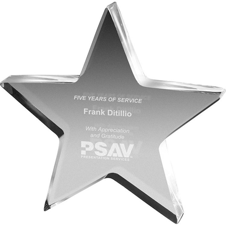 Clear Star Acrylic Paper Weight (5"x 5"x 3/4") Laser Engraved