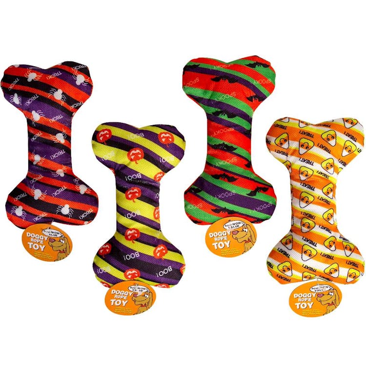 Halloween Dog Bone Canvas Toys - Assorted Prints 2