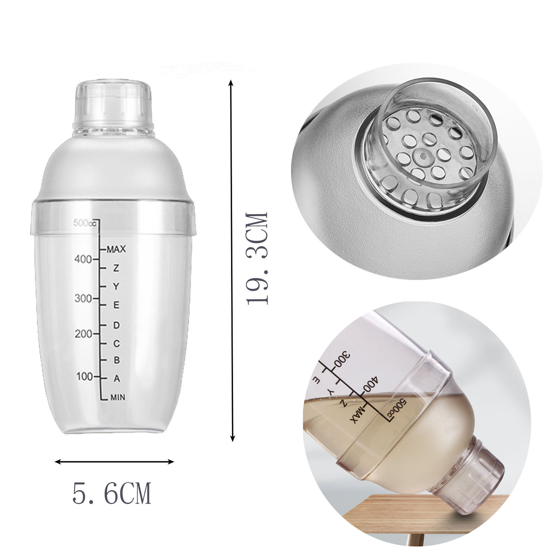 16.9oz Plastic Cocktail Shaker Bottle 2