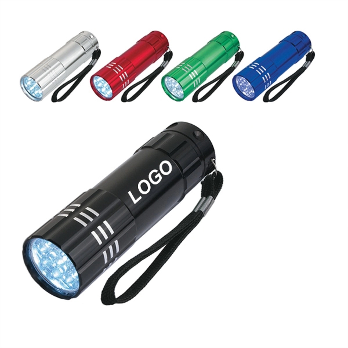 Low MOQ 50PCS 9 LED Rocket Aluminum Flashlight 2
