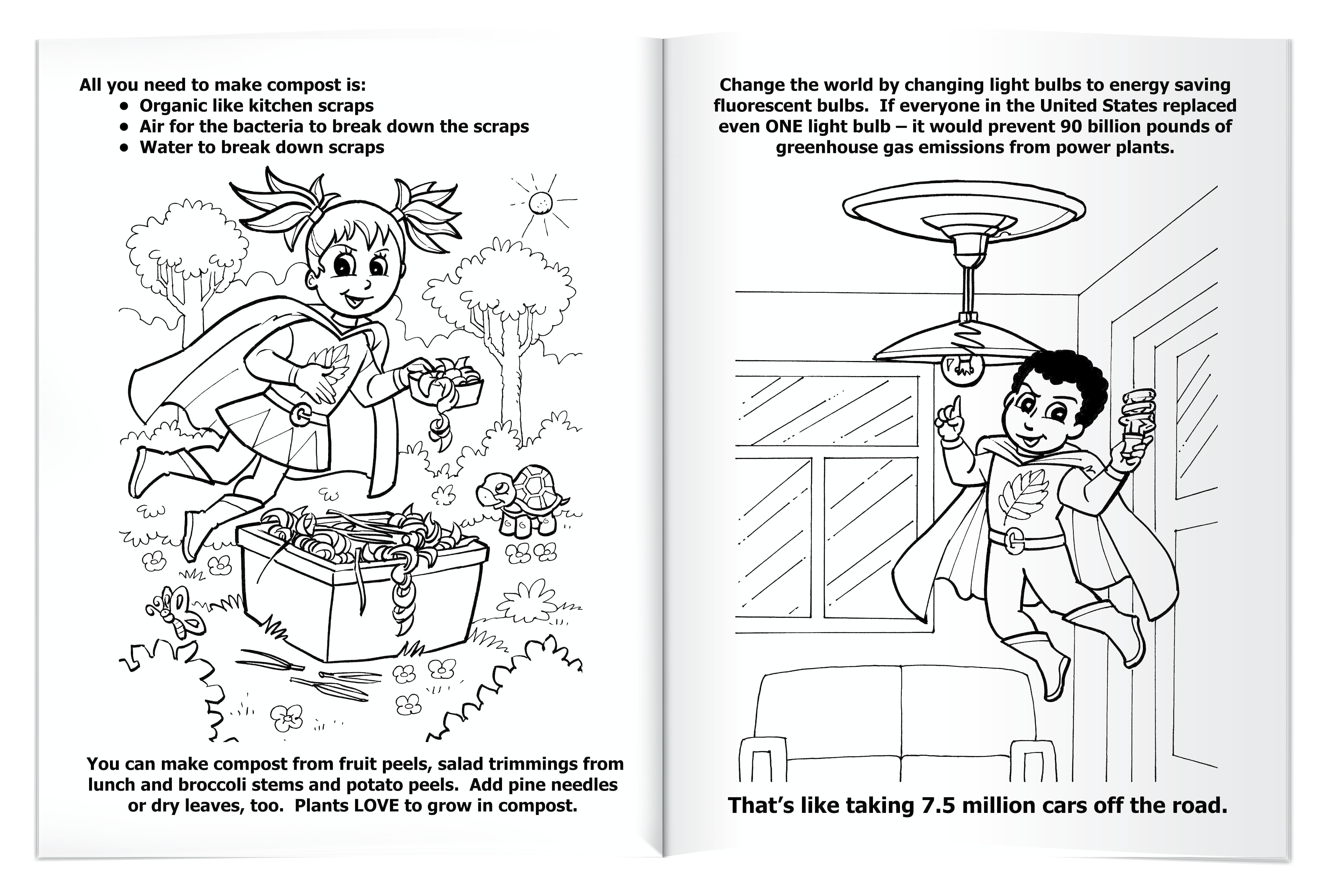 Coloring Book - Living Green with Eco-Superheroes 3