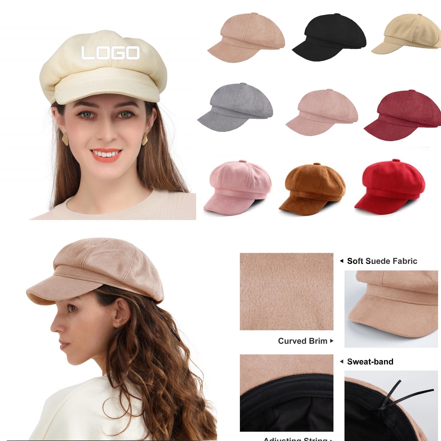 Ladies Octagonal Berets Hat 2