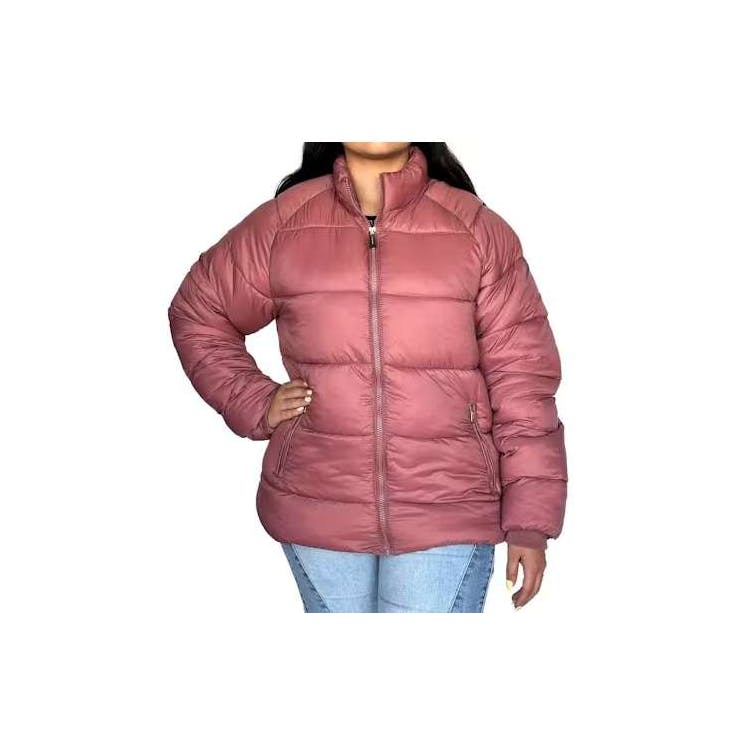Women's Solid Puffer Jackets Pink 1XL-3XL 1