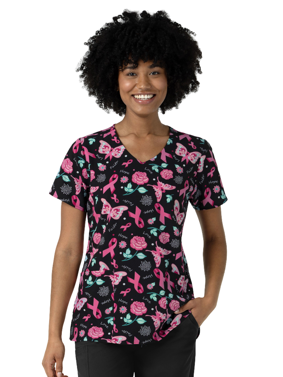 Wink - Fashion Prints - Women's V-Neck Print Scrub Top 18