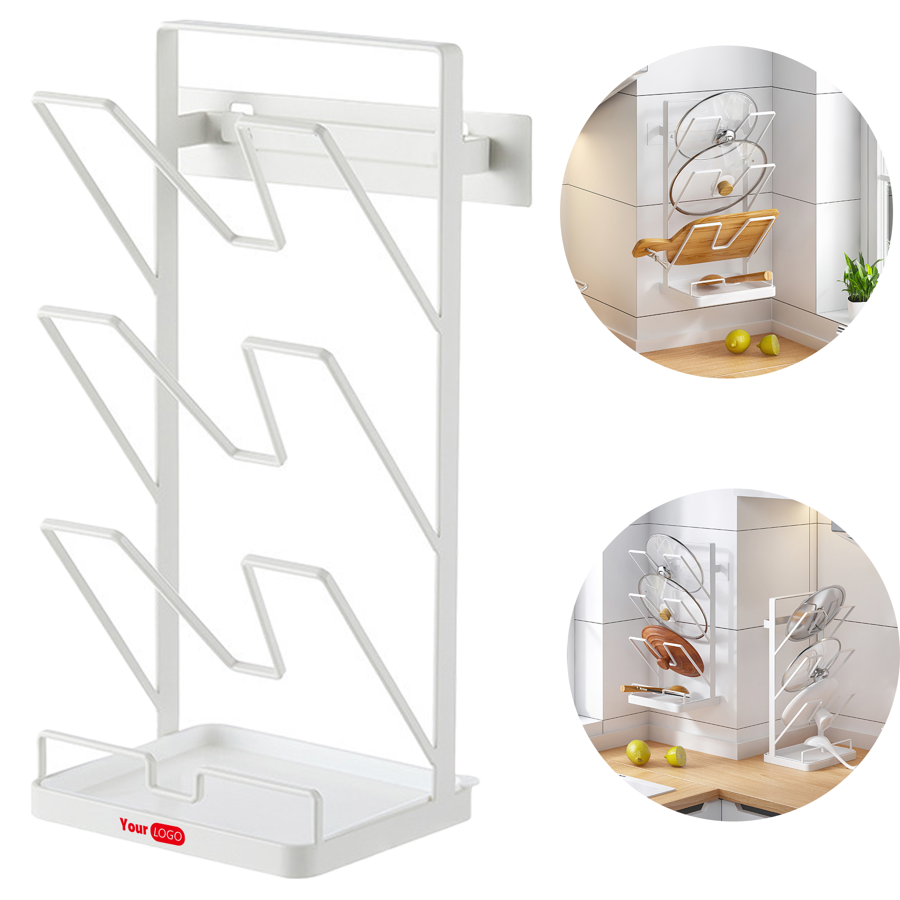 Iron Wall-Mounted Lid Storage Rack 2