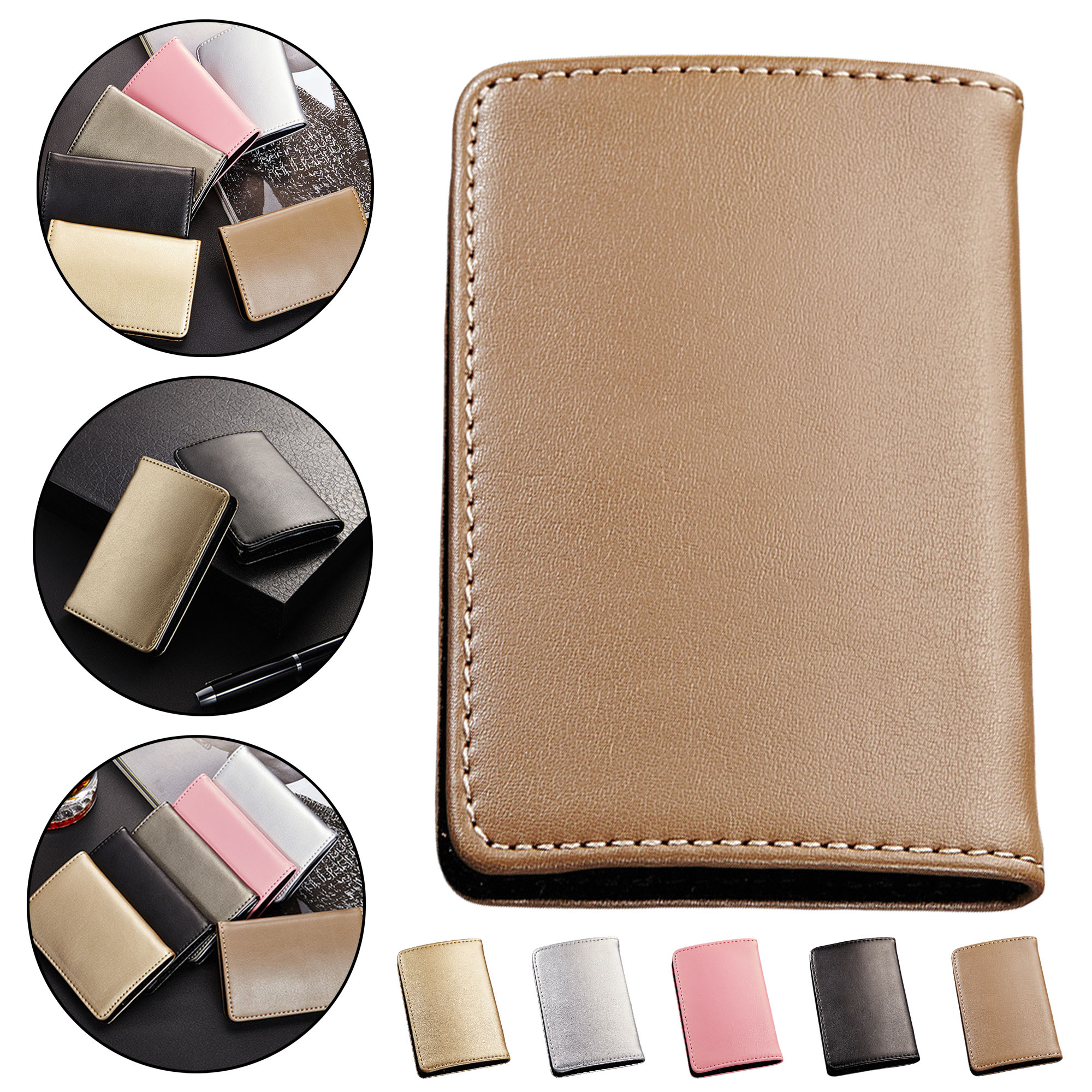 Leather Stainless Steel Business Card Holder for Men 3