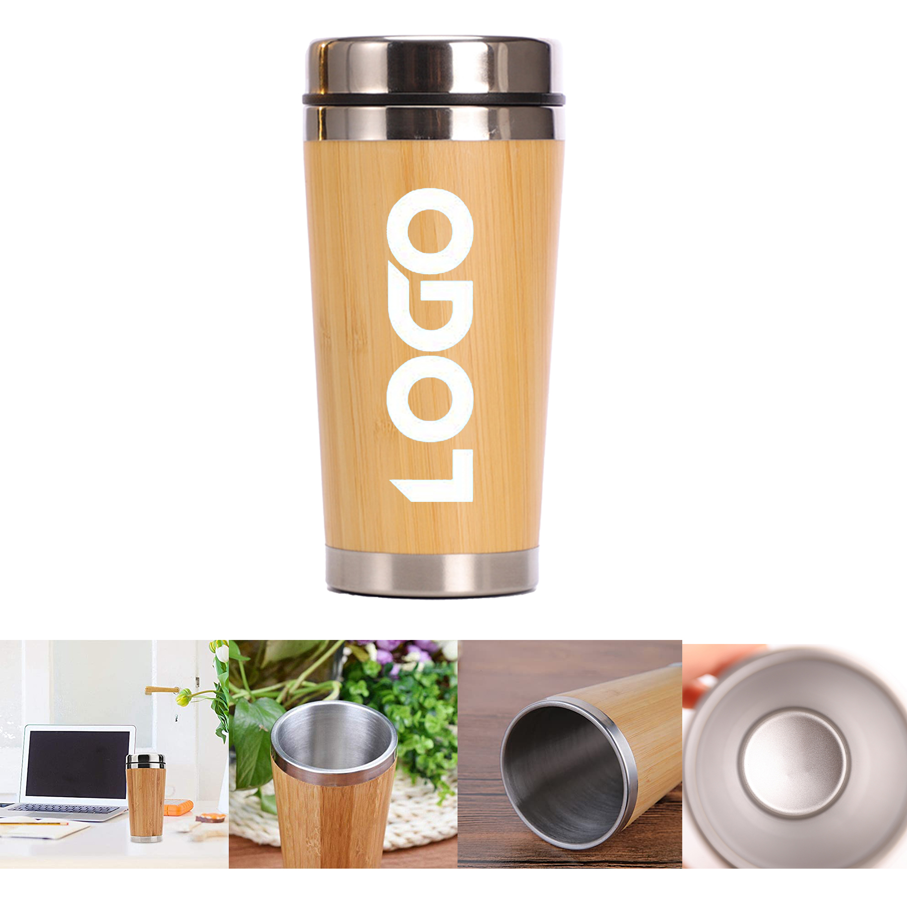 Stainless Steel Bamboo Travel Mug