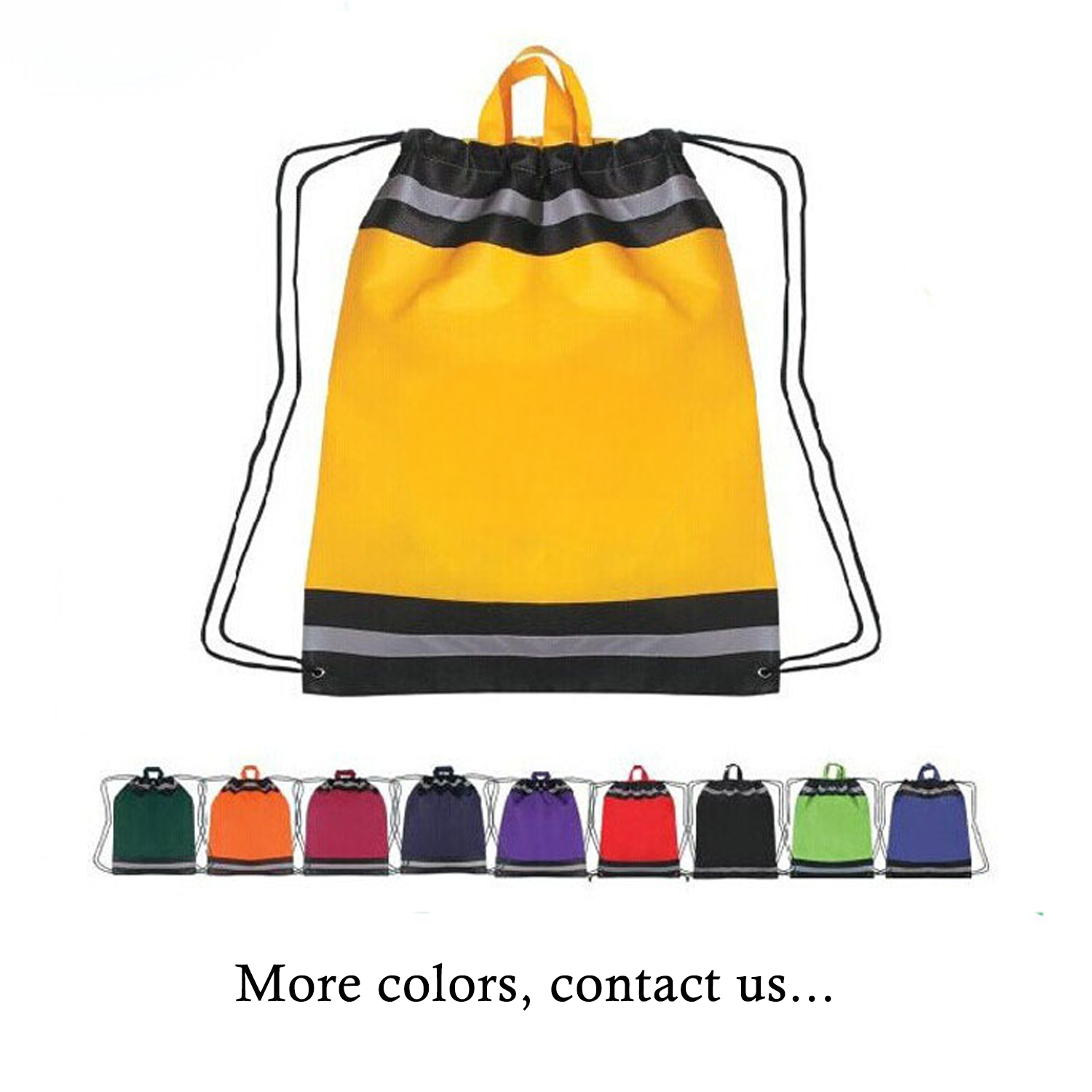 Reflective Custom polyester gym sport Drawstring Backpack 3
