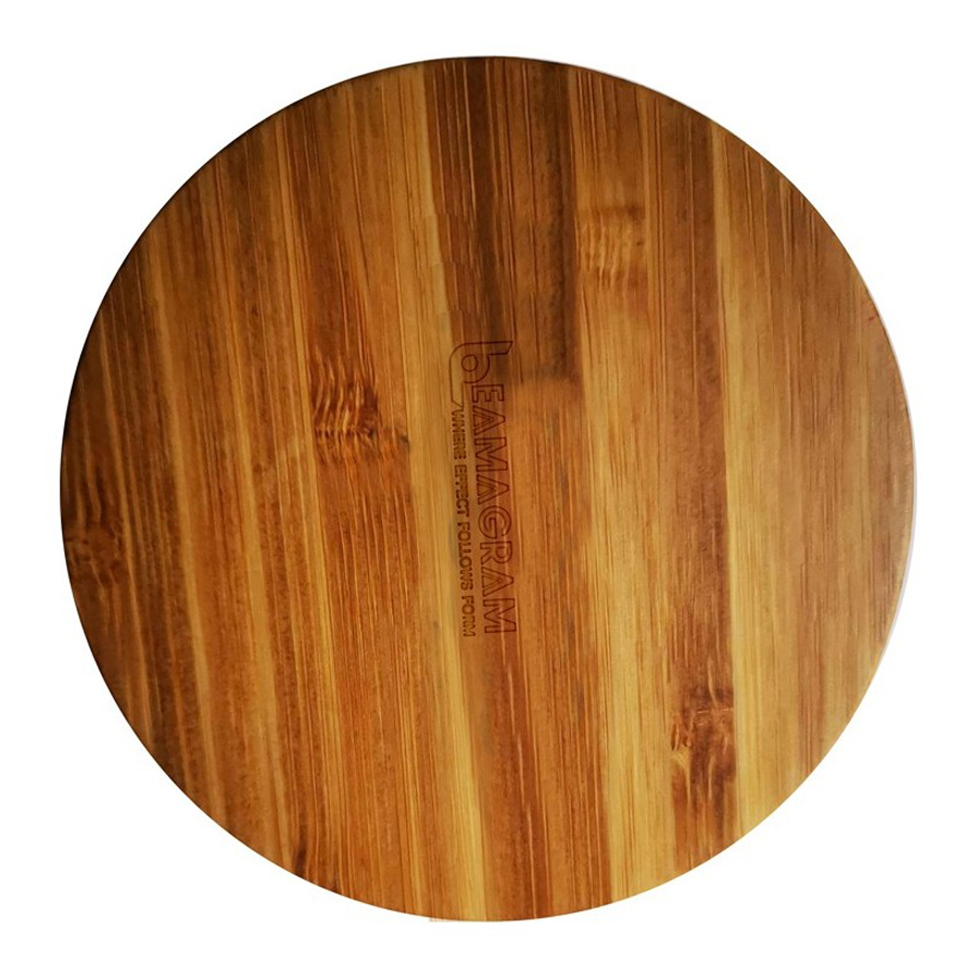 Slim Round Bamboo Qi Wireless Charging Pad 4